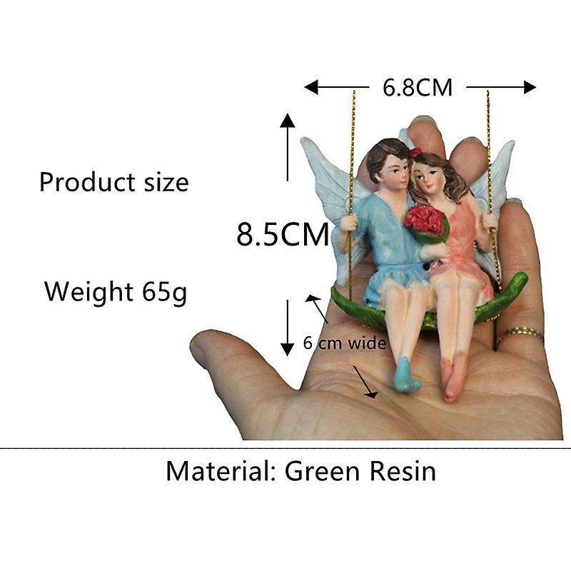 Romantic Couple Figurines Swing Flower Fairy Pendant Resin Decoration