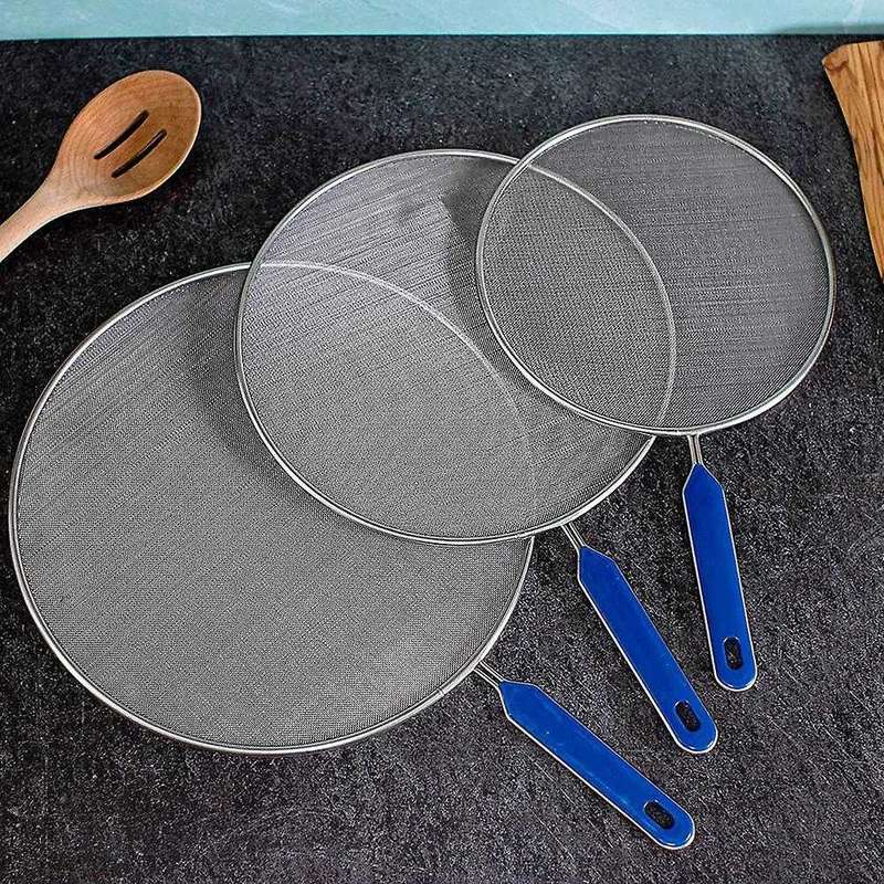 3 Pack Grease Splatter Screen for Frying Pan Cooking,stainless Steel