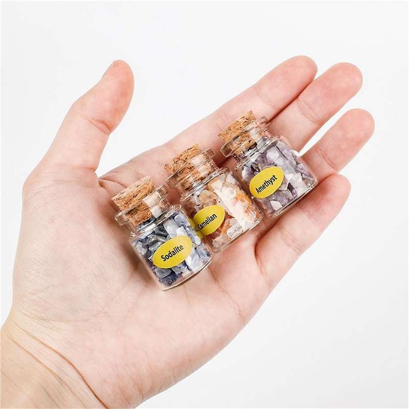 9 Bottles Wishing Bottle Natural Quartz Crystal Gravel Amethyst Stone