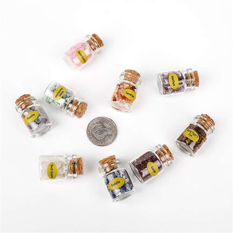 9 Bottles Wishing Bottle Natural Quartz Crystal Gravel Amethyst Stone
