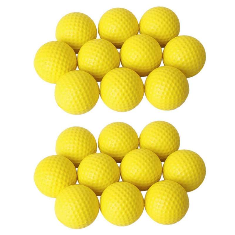 10pcs Yellow Soft Elastic Indoor Practice Pu Golf Ball