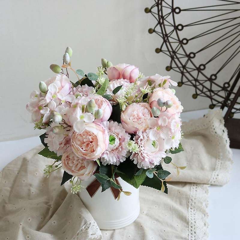 2pcs Artificial Peony Flower Bouquet,for Party Home Decor(light Pink)