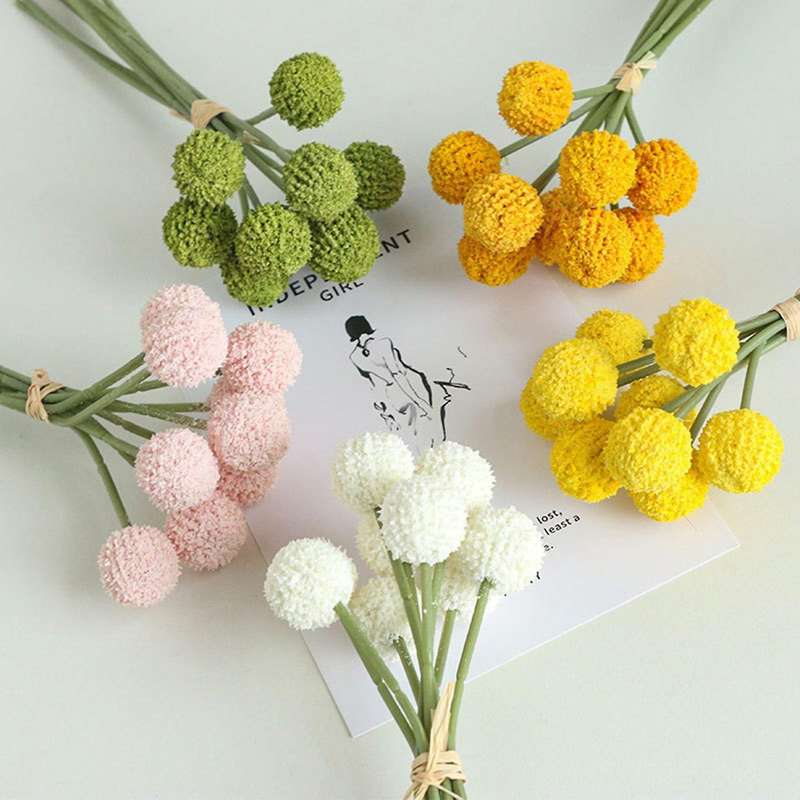 9 Pcs Golden Ball Artificial Flower Ball D