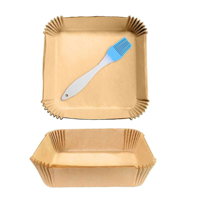 50pcs Air Fryer Parchment Paper with Oil Brush Air Fryer Liners