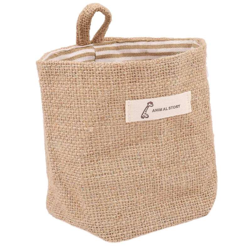 Cotton Linen Flower Pot Hanging Jute Storage Bagyellow Stripes