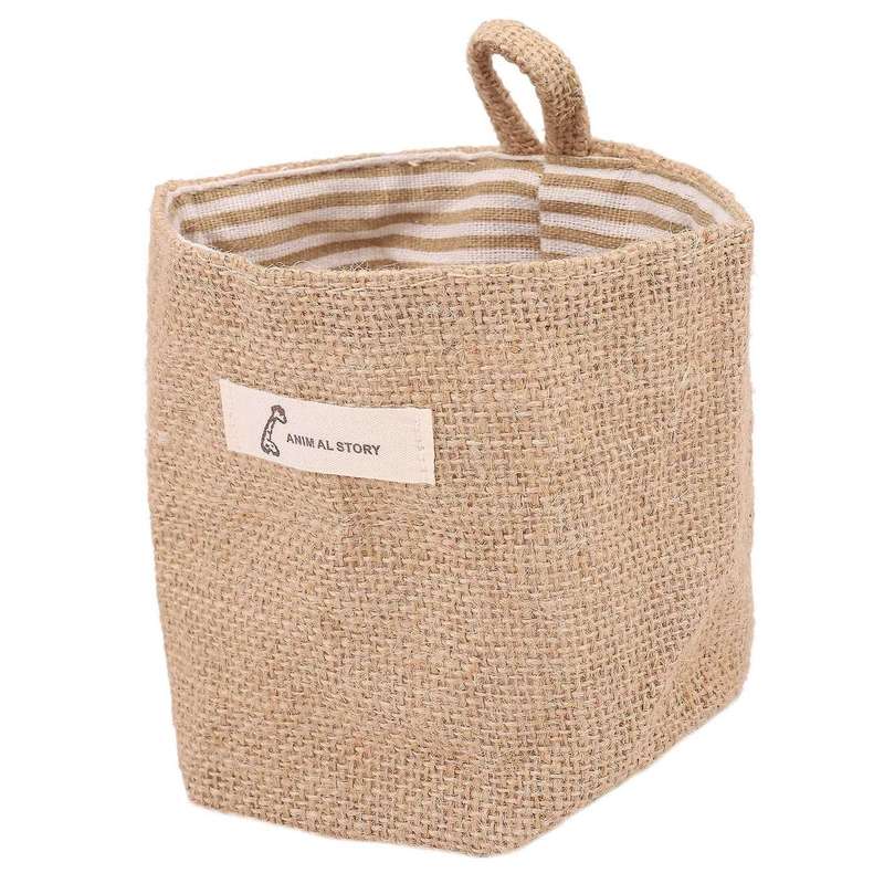 Cotton Linen Flower Pot Hanging Jute Storage Bagyellow Stripes