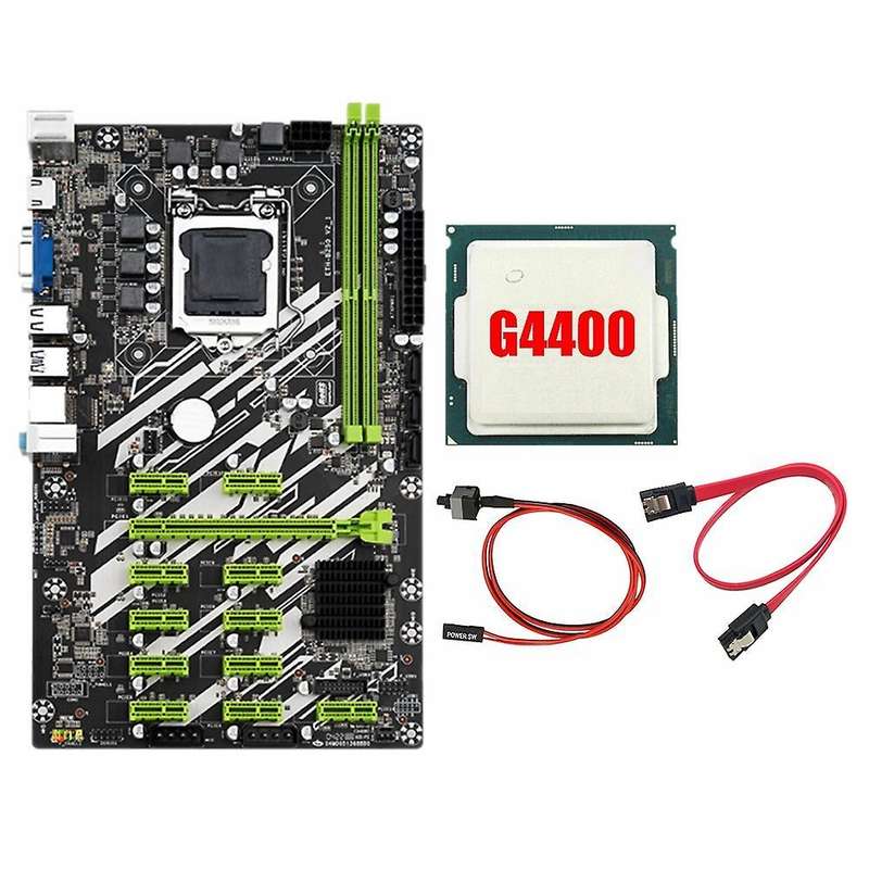 B250 Btc Mining Motherboard with 4400cpu+sata Cable+switch Cable