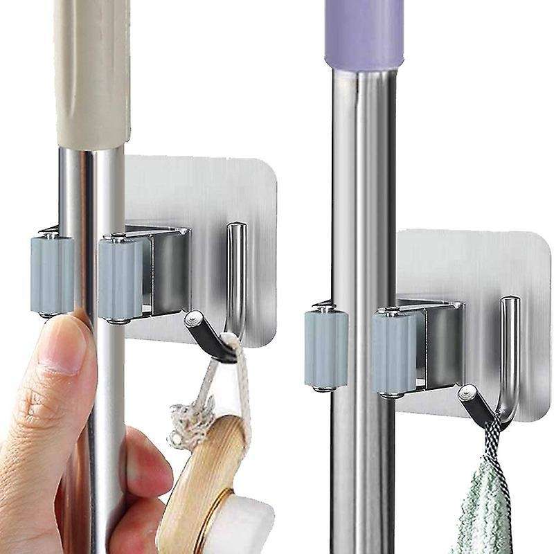 2 Pcs Mop Broom Holder Wall Mount, for Home, Kitchen, Garden
