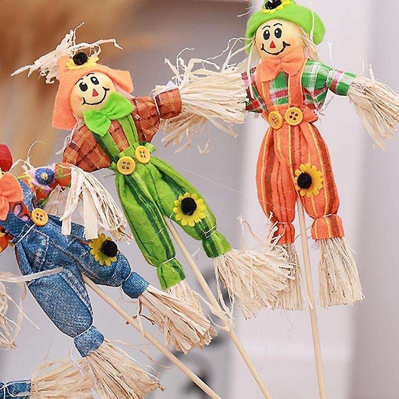 4pcs Small Autumn Fall Harvest Scarecrow Decoration for Halloween