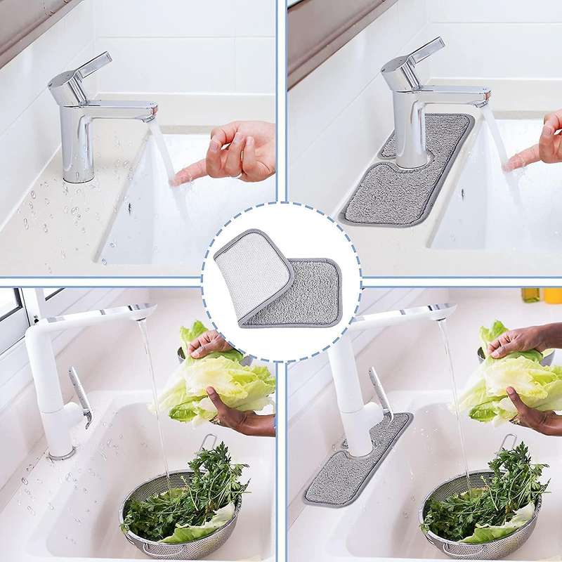 2-piece Faucet Absorbent Pad Sink Splash Plate Suitable for Faucets