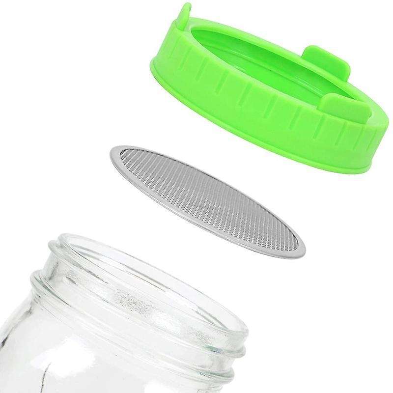 4 Pack Plastic Sprout Lids with Stainless Steel Screen for Mason Jars