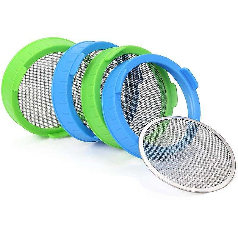 4 Pack Plastic Sprout Lids with Stainless Steel Screen for Mason Jars