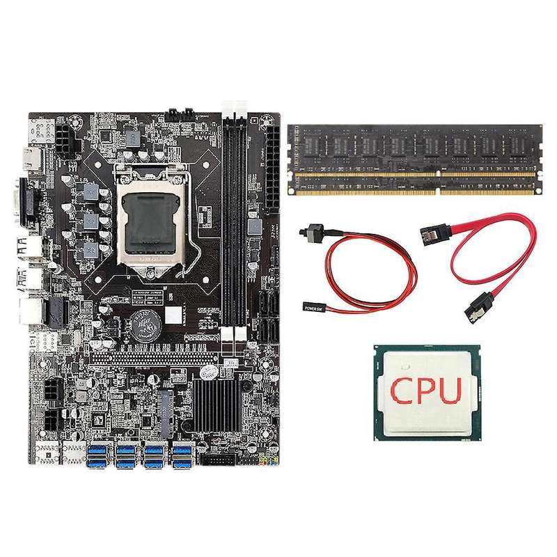 B75 Eth Motherboard+cpu+sata +switch Cable Support Ddr3 B75 Usb