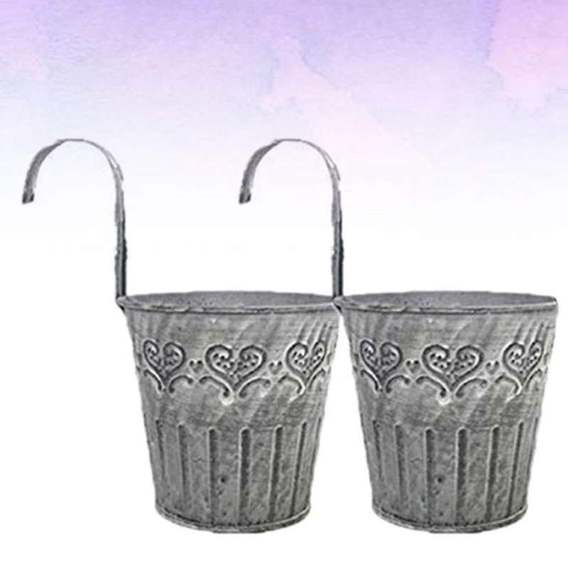 2pcs Vintage Old Tin Flower Bucket with Hook,decorative Flower Bucket