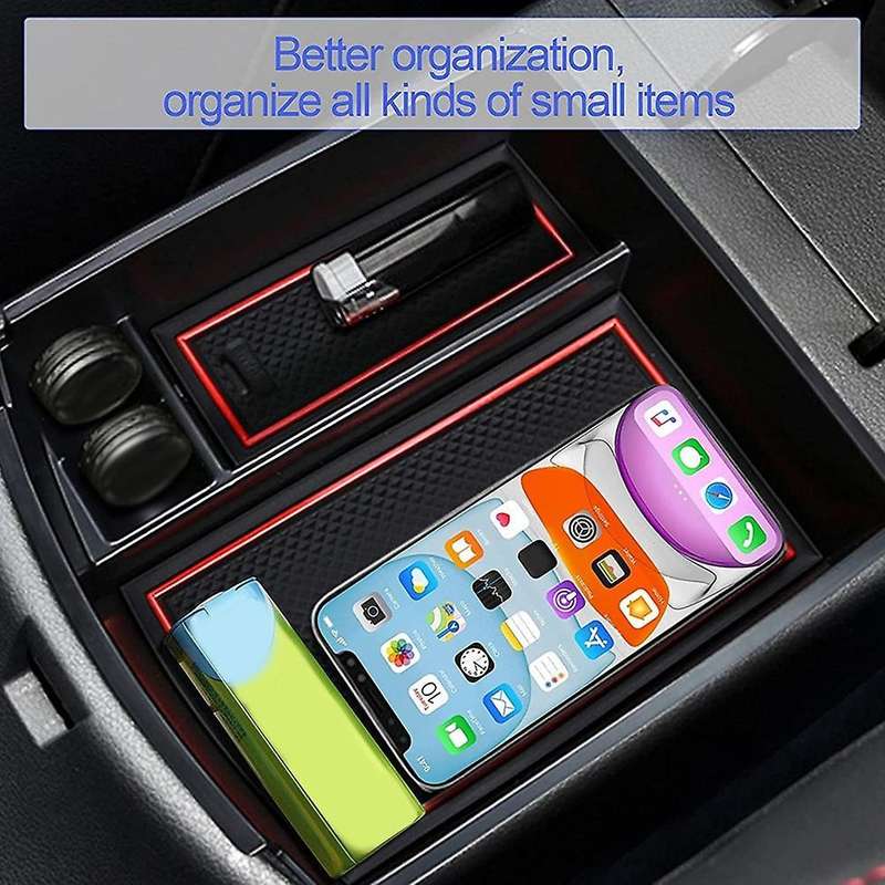 Car Central Console Armrest Storage Box Holder Red