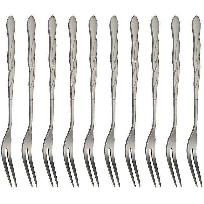 10pcs Stainless Steel Cake Fork 2 Prong Dinner Fork Black