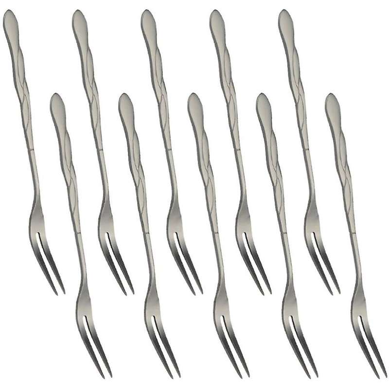 10pcs Stainless Steel Cake Fork 2 Prong Dinner Fork Black