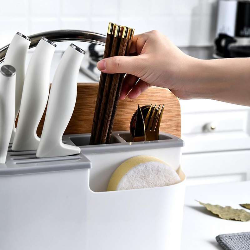 Multifunctional Knife Rack Storage Rack Knife Fork Spoon Rack Grey