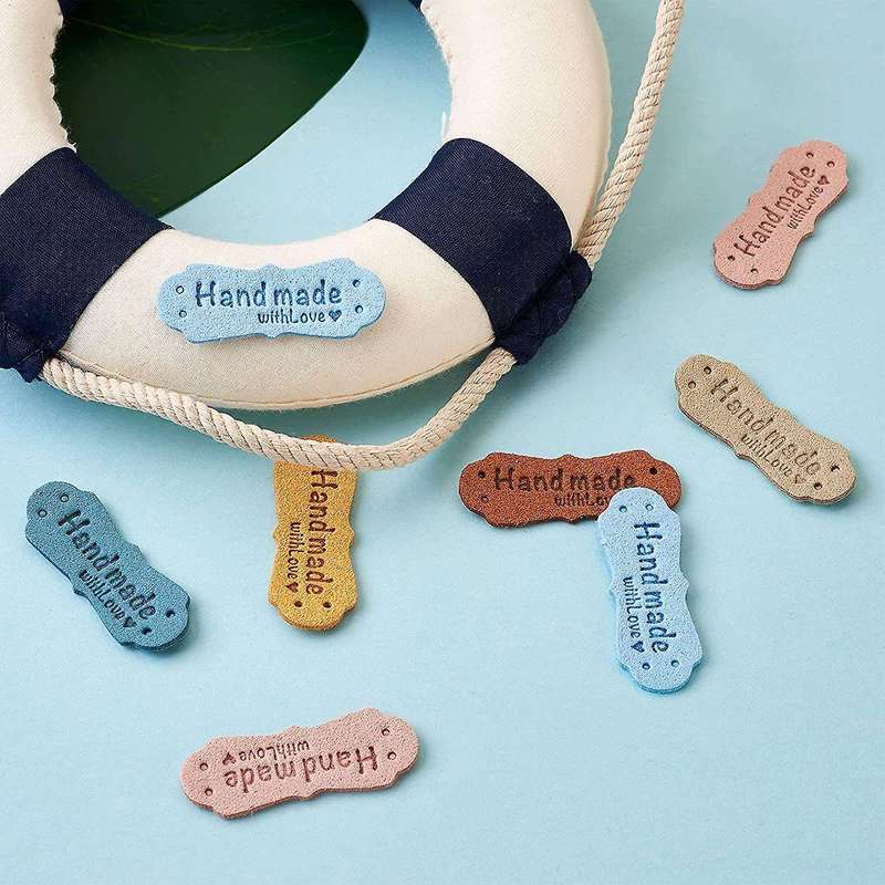 50pcs Pu Leather Labels Tags for Handmade Diy Hats Bags Hand Made