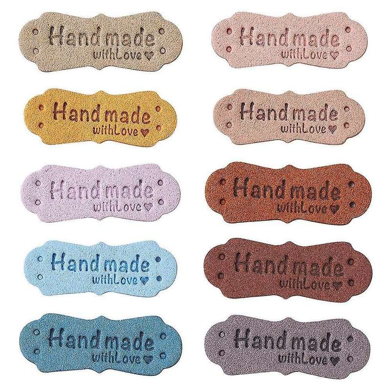 50pcs Pu Leather Labels Tags for Handmade Diy Hats Bags Hand Made