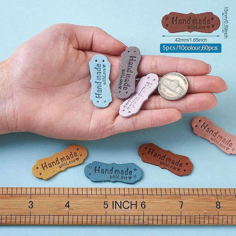 50pcs Pu Leather Labels Tags for Handmade Diy Hats Bags Hand Made