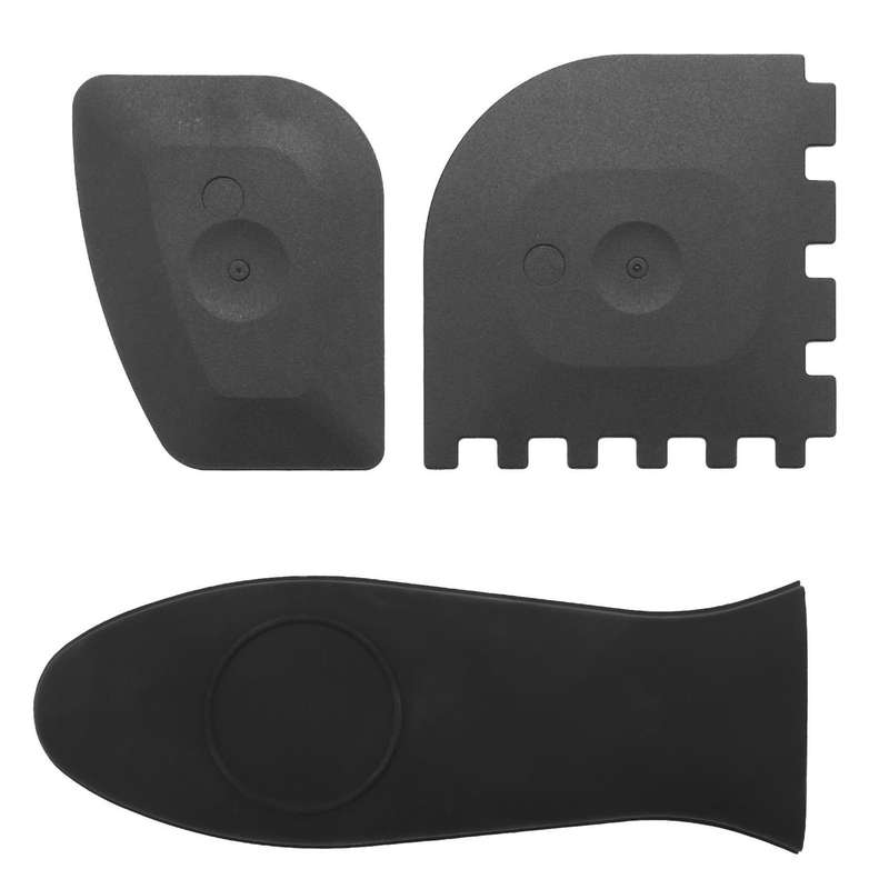 6 Piece Grill Pan Scraper Plastic Set and Silicone Handle Holder