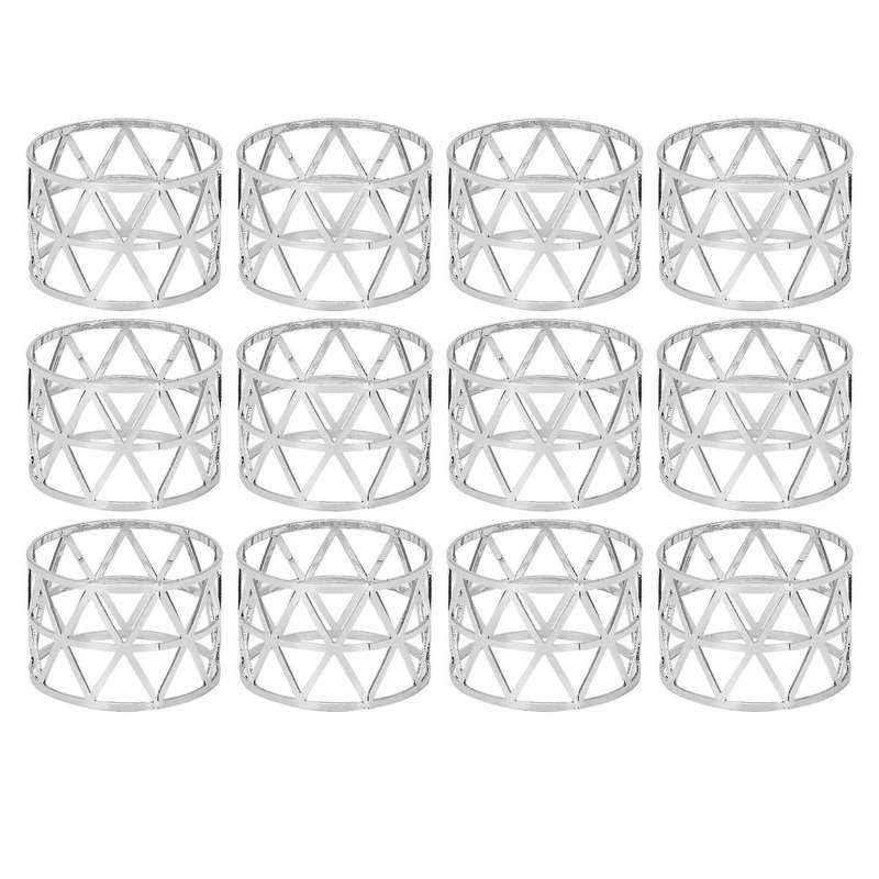 12pcs Hollow Out Napkin Rings Household Metal Napkin Holder Adornment