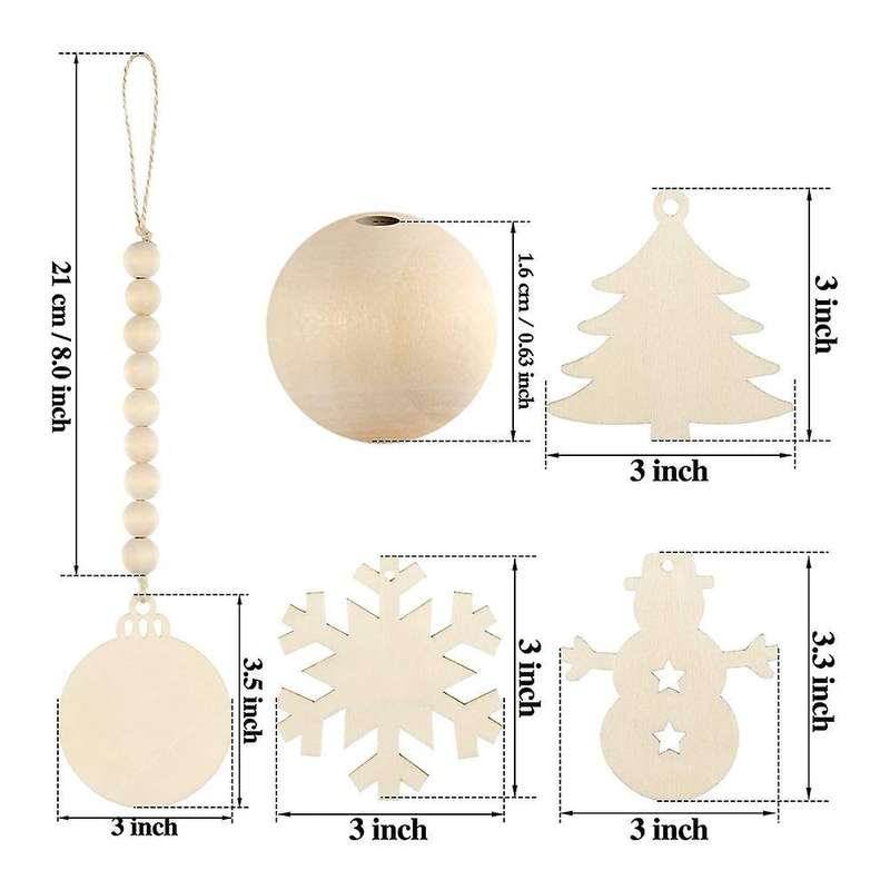 8 Pieces Christmas Tree Hanging Decor Wooden Bead for Party Decor