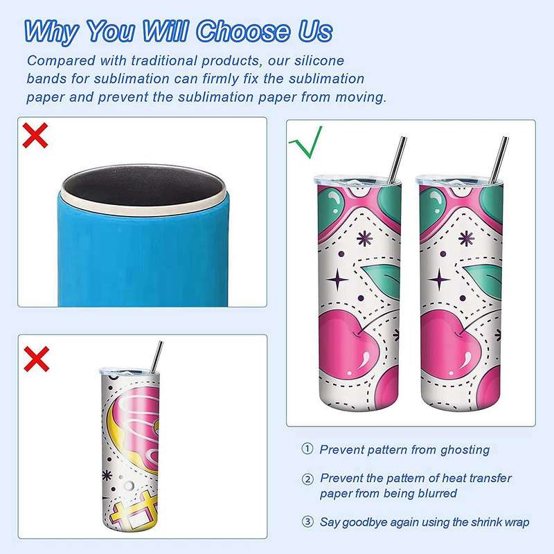 10 Pack Heat Silicone Bands for Sublimation, Silicone Bands