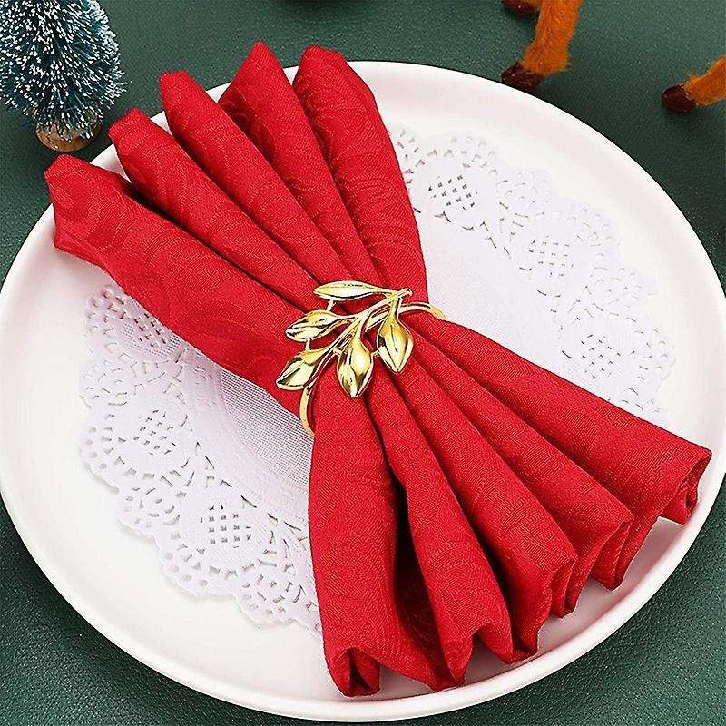 12pcs Napkin Rings, Leaf Napkin Holders Elk Snowflake Table Decor
