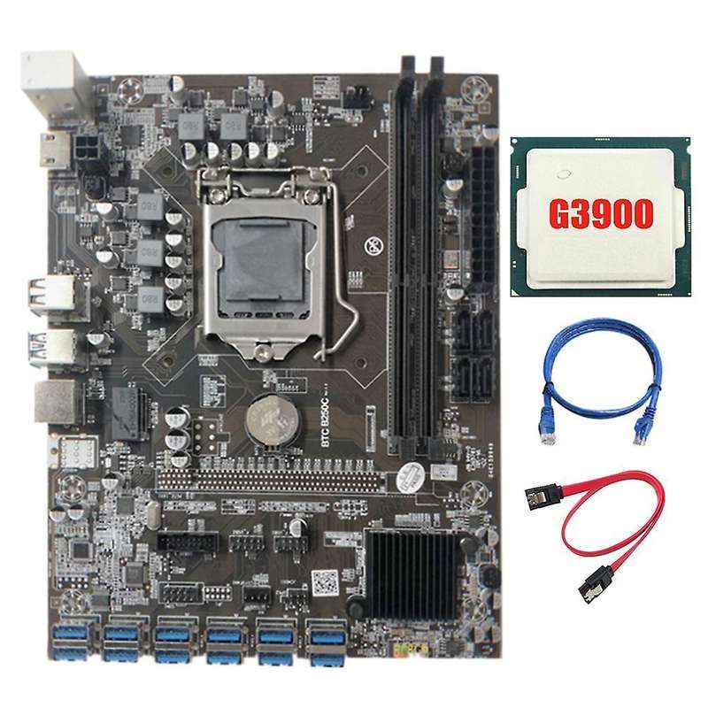 B250c Mining Motherboard with G3900 Cpu+sata Cable+rj45 Cable