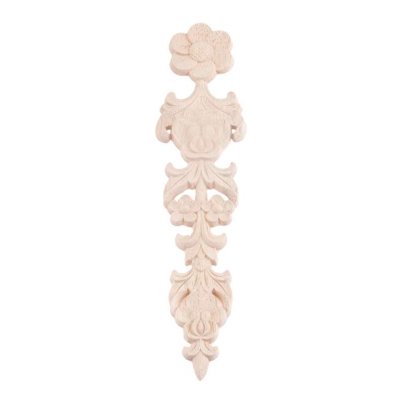 4pcs Wood Carved Appliques Retro Round Woodcarving Decal