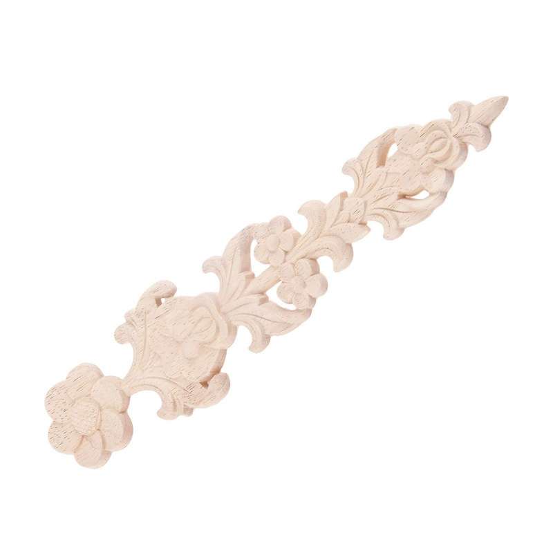 4pcs Wood Carved Appliques Retro Round Woodcarving Decal