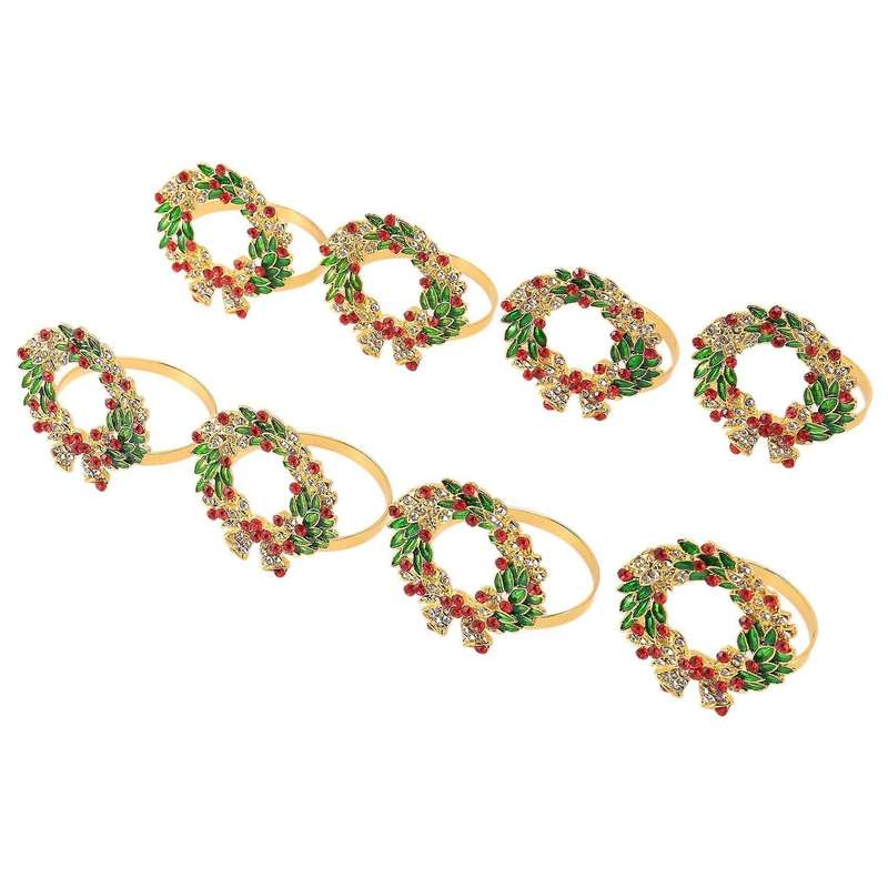 Set Of 8 Napkin Ring Wreath Napkin Ring Holder for Xmas, Thanksgiving