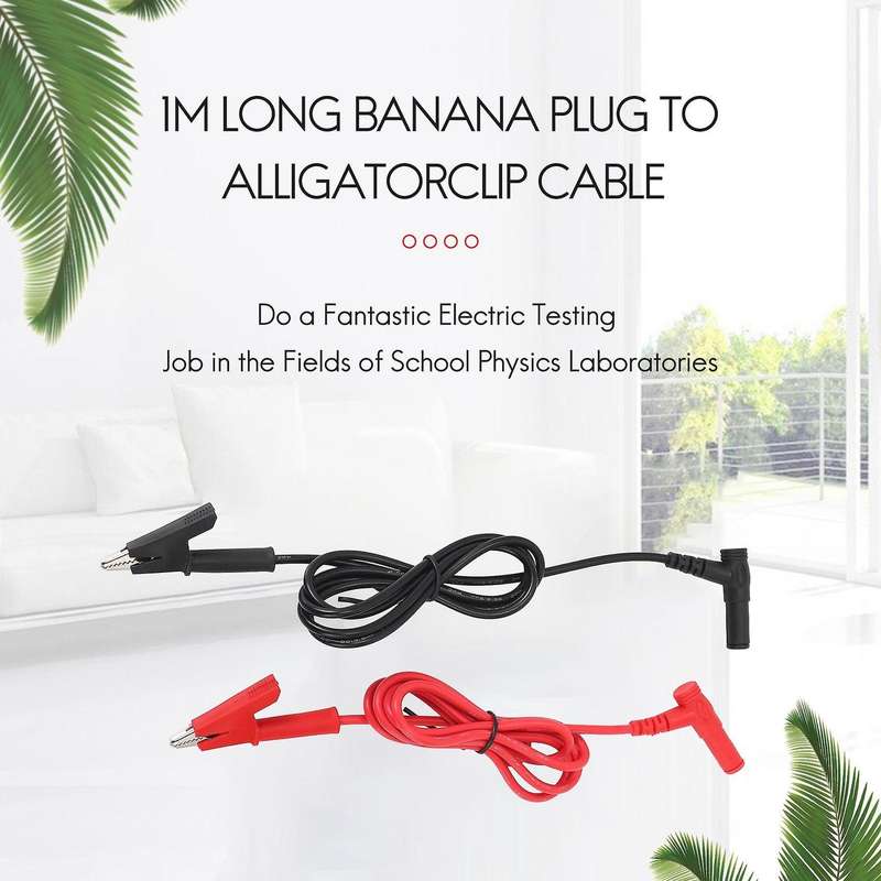 Pair Banana Plug to Alligator Clip Test Lab Test Cable 1m Long