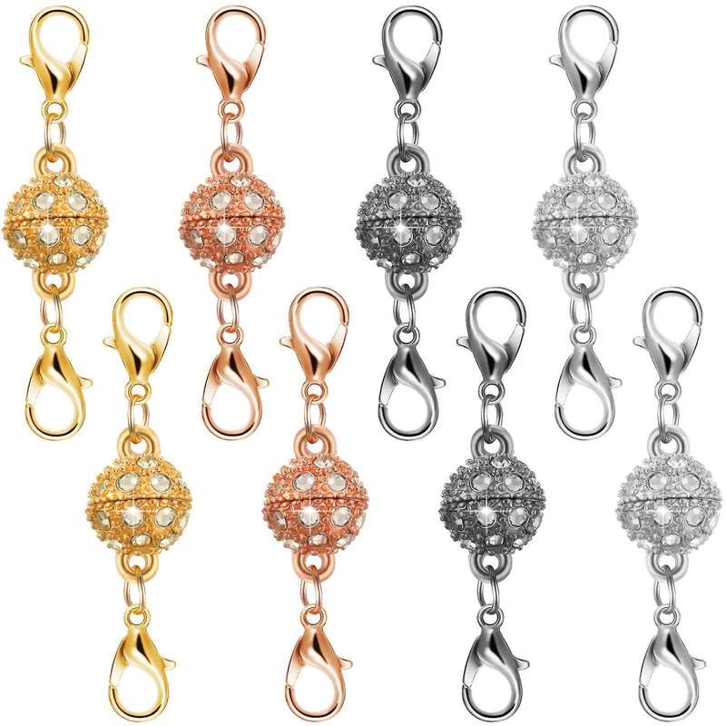 8 Pcs Magnetic Clasps for Jewelry Locking Charms with Lobster Clasp