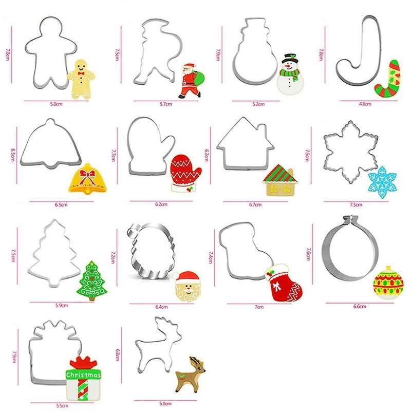 14-piece Christmas Biscuit Cutting Die Stainless Steel Handmade Die
