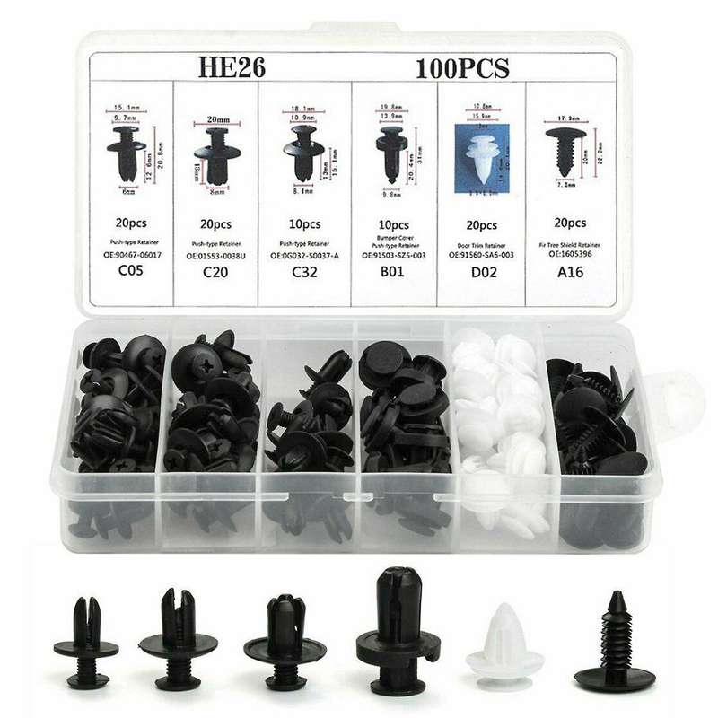 100pc Auto Car Fender Liner Fastener Bumper Interior Trim Retainer