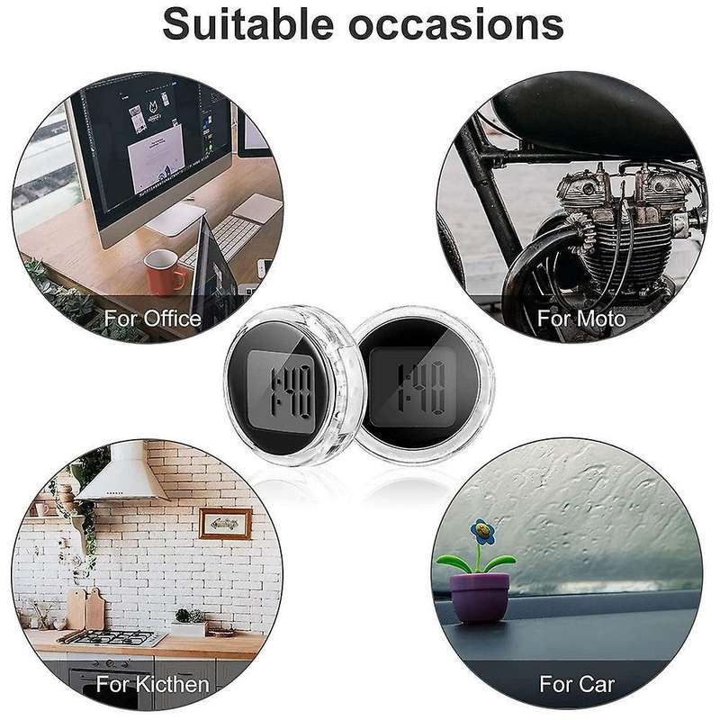 3 Pieces Mini Motorcycle Clocks Waterproof Stick-on Motorbike Clocks