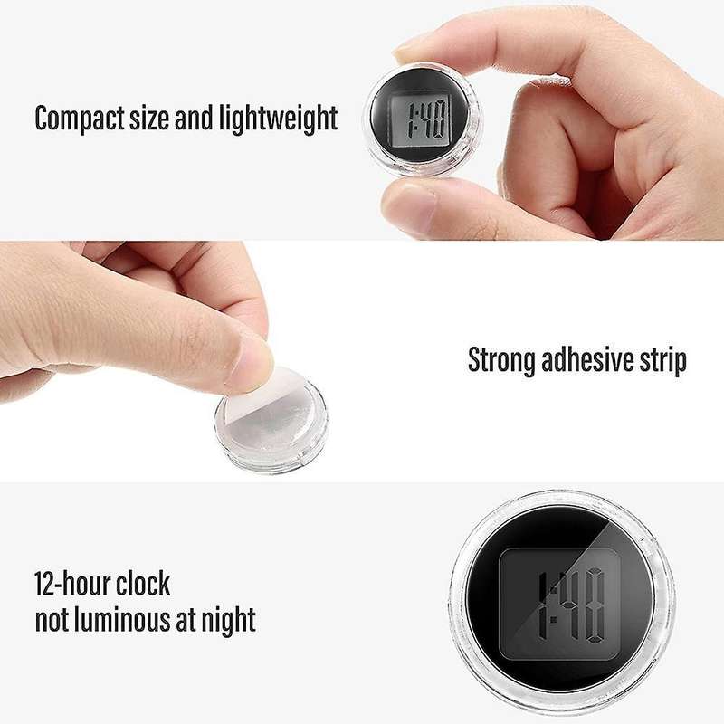 3 Pieces Mini Motorcycle Clocks Waterproof Stick-on Motorbike Clocks