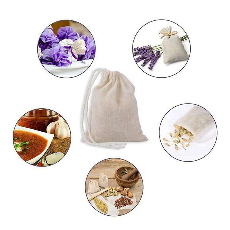 50 Pcs Drawstring Cotton Bags Muslin Bags,tea Brew Bags (4 X 3 Inch )