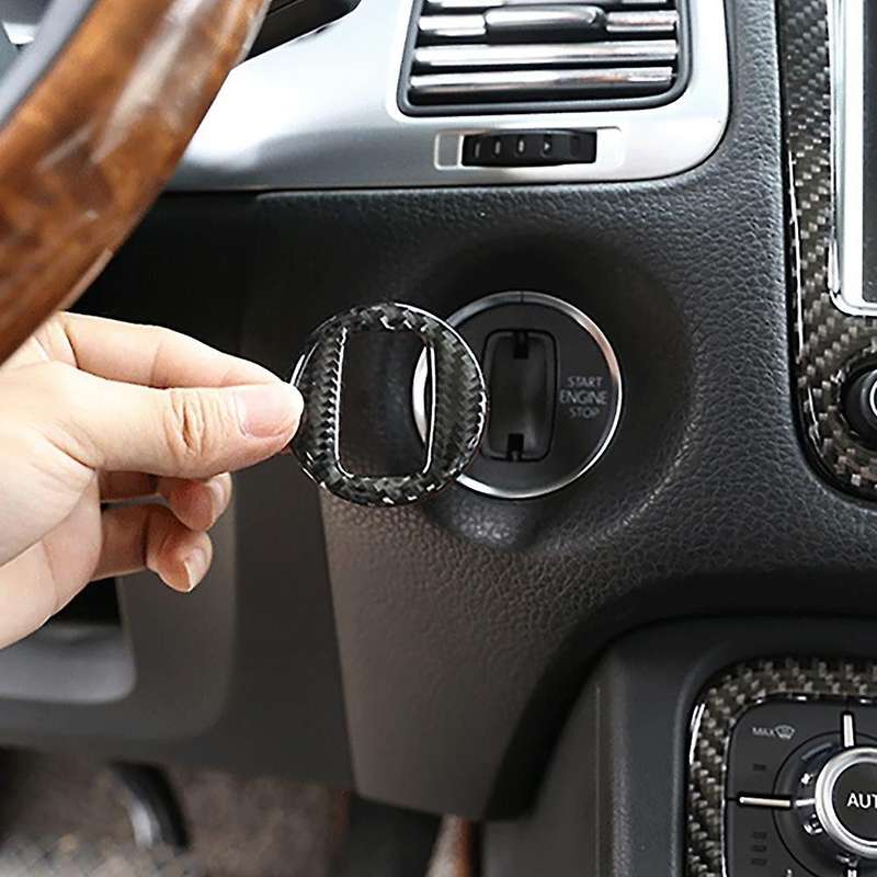 Car Soft Carbon Fiber Keyhole Switch Cover Trim for Touareg 2011-2018