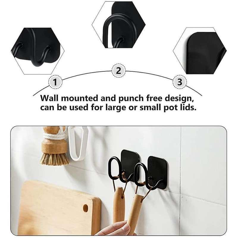2 Pieces Pot Lid Rack for Wall Mounting Organizer Holder Sponge Hook