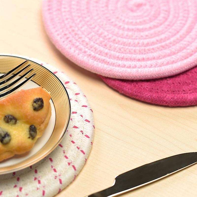Potholders Trivets Set Thread Weave Coasters, for Baking Pink Series