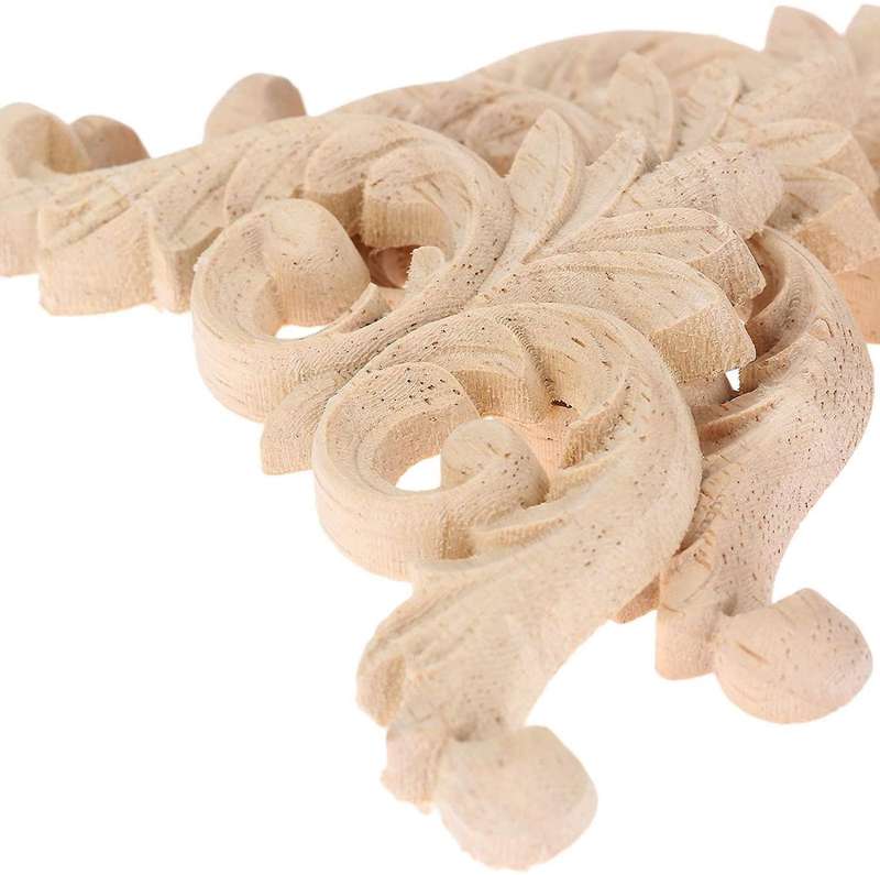 Wood Carved Corner Mouldings Applique Furniture Decor 4pcs 12x12cm