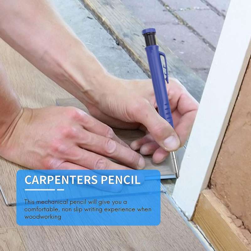 Carpenter Pencil,1pcs Solid Work Pencil Set with 12 Refill Leads F