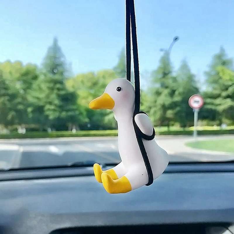 2x Swinging Duck Hanging Ornament,car Rear View Mirror Pendant,type A