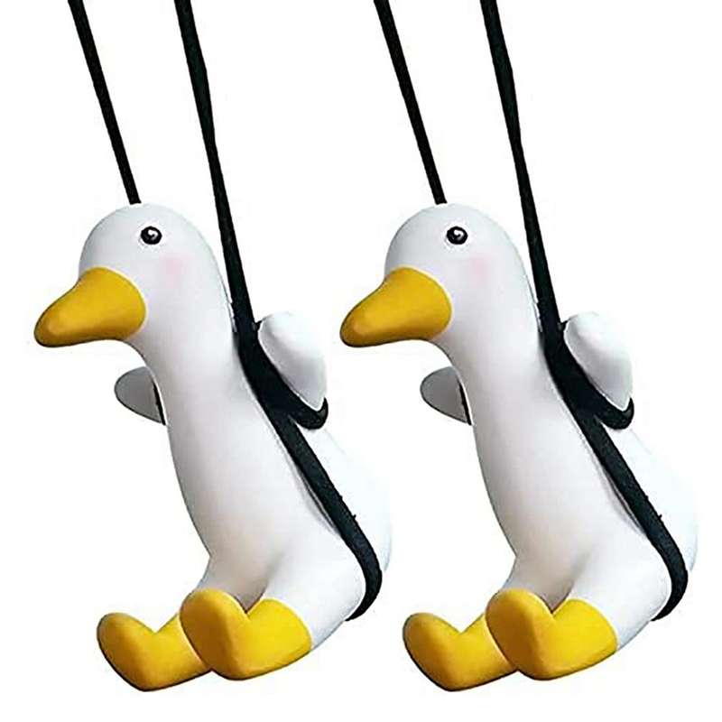 2x Swinging Duck Hanging Ornament,car Rear View Mirror Pendant,type A