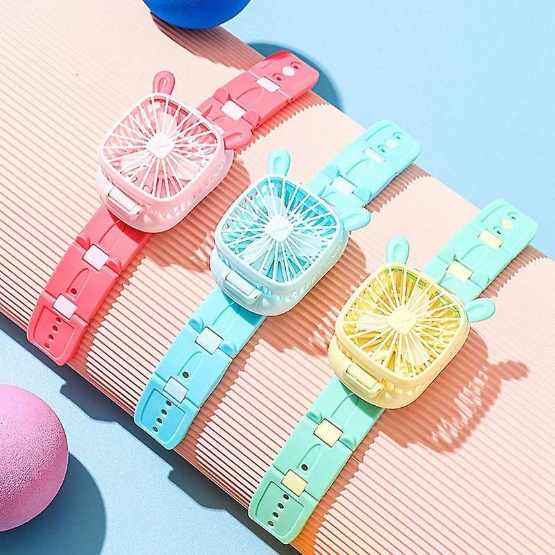 Deformed Animal Watch Fan Mini Cartoon Wrist Charging Usb Fan Pink