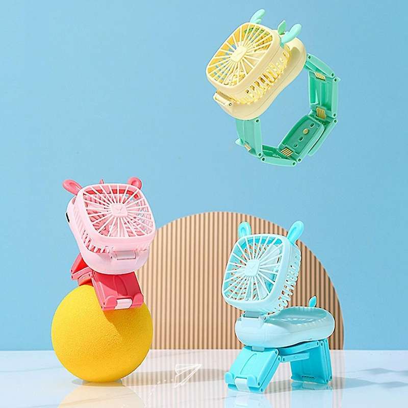 Deformed Animal Watch Fan Mini Cartoon Wrist Charging Usb Fan Pink